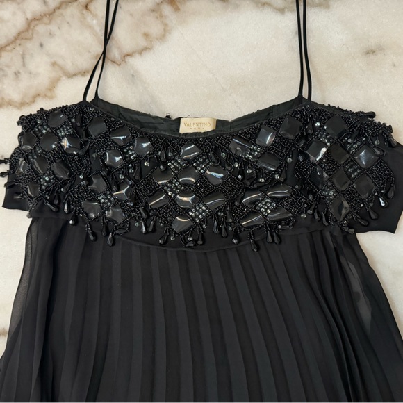 🖤 Vintage Valentino Beaded Sheer Mini Dress /Top - Picture 4 of 15